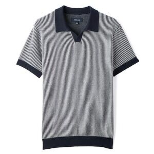 Huckberry Wills Goleto Cotton Cashmere Knit Polo Shirt Sky Captain  - XLarge